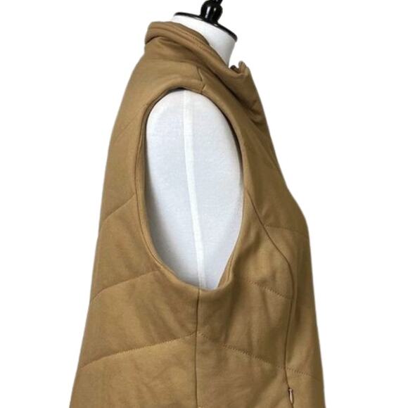 Coldwater Creek Quilted Vest Zip Front Pockets High Collar Tan Women's Size PXL - Picture 7 of 12
